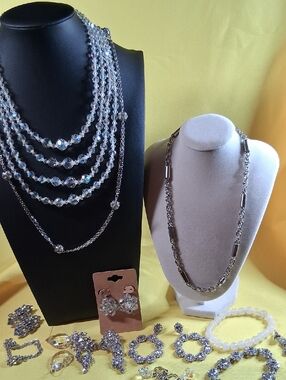 Crystal Lot Featuring Vintage AB Crystal, Sarah Cov, Clip Zand Pierced Earrings